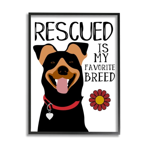 Stupell Industries Rescued is My Favorite Breed Doberman Pet Dog, 24 x 30, Designed by Ginger Oliphant