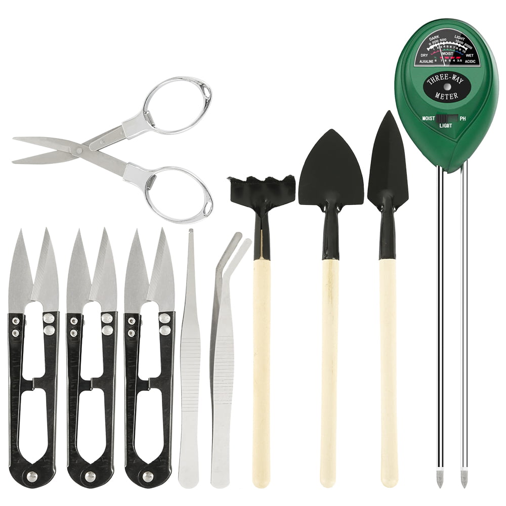 Soil Test Kit Bonsai tool Moisture/Sunlight/pH Pruner/Mini rake Bud/Leaf trimmer 