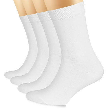

HUGH UGOLI Women s Cotton Crew Socks 4 Pairs White Shoe Size: 6-9