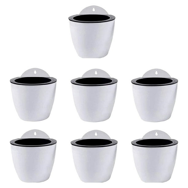 Inteprter 7 unids/set maceteros de plástico elegantes y elegantes para colgar en la pared resina Premium autorriego Jardín y Patio blanco 190