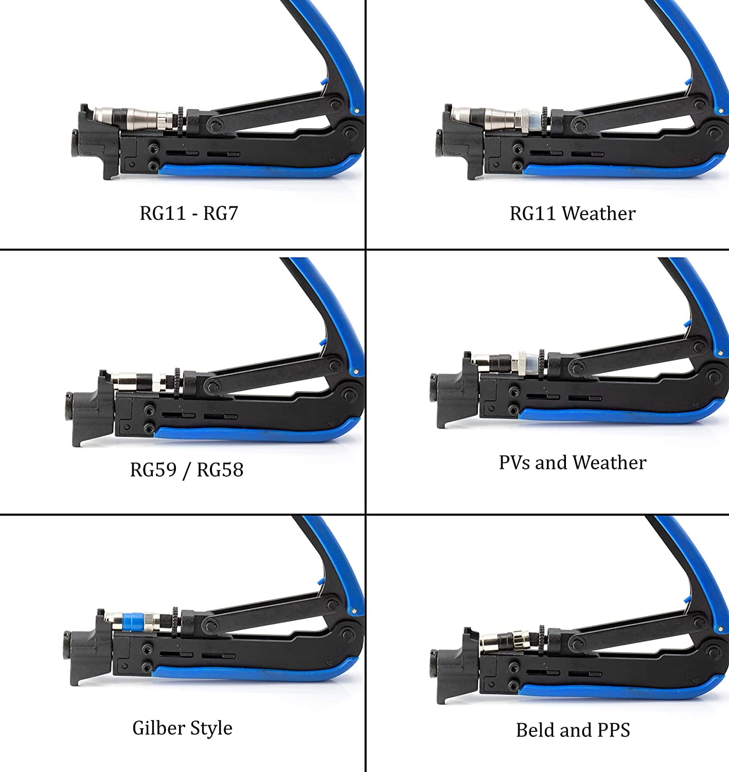 THE CIMPLE CO - Coaxial Cable Crimper Compression Tool -Blue- RG6 RG11 RG59 F Connector Crimping