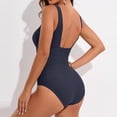 thumbnail image 4 of One Piece Bathing Suit for Women Tummy Control Swimsuit Square Back Scoop Neck Monokini Navy S, 4 of 4