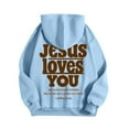 thumbnail image 5 of idosla Jesus Loves You Hoodie Christian Faith Religious God Tops Man Woman Pullover Sweatshirt Longsleeve (Sky Blue, M), 5 of 7
