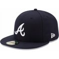 thumbnail image 1 of New Era flat-brim hardtop baseball cap, a themed cap for the Atlanta Braves of Major League Baseball (MLB)., 1 of 5
