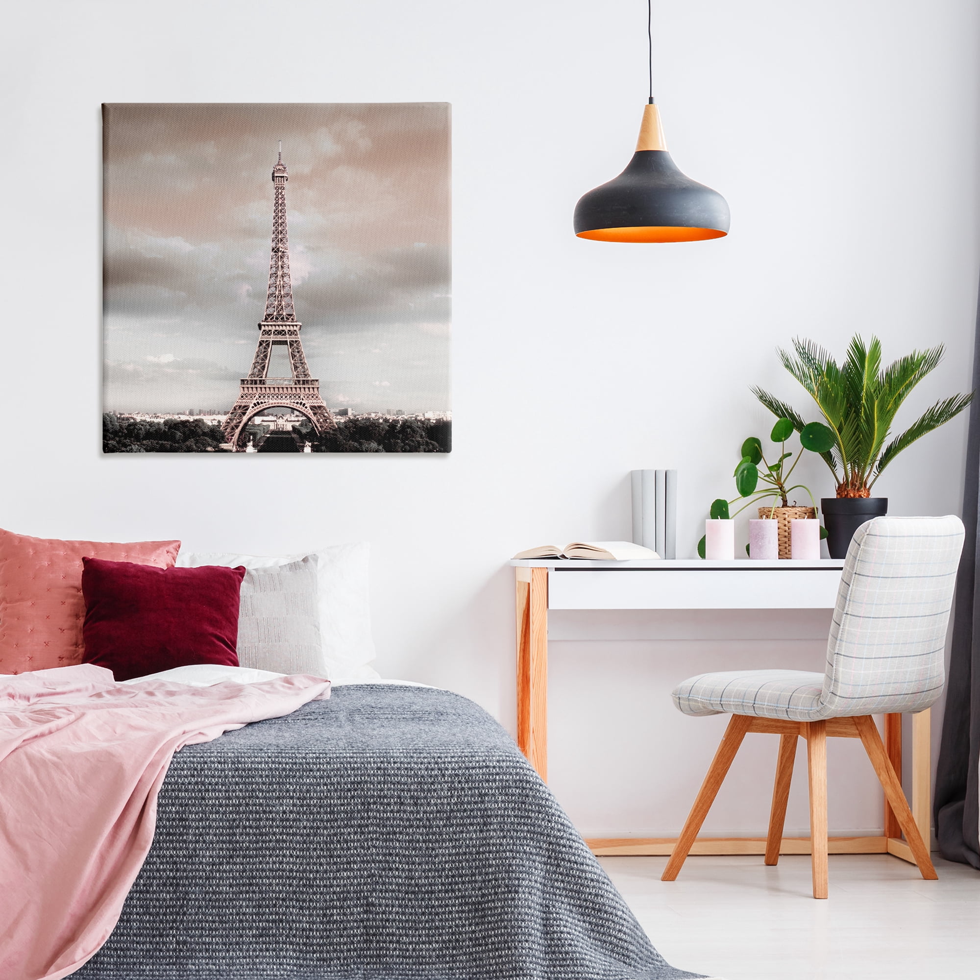 Stupell Industries Stormy View Eiffel Tower Cities & Countries Painting Wrapped Canvas Art Print Wall Art, 36 x 36
