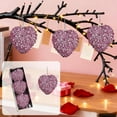 thumbnail image 2 of chaungfeng Pink Valentine's Day Heart Ornaments, 3Pcs Glitter Sequin Heart Shaped Baubles Decoration Indoor Confessions Hanging Pendants Decor(3.15in), 2 of 6