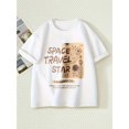 thumbnail image 1 of Camiseta de algodón espacial para niño, ligera, de algodón, con diseño de astronauta y estrella espacial | Camiseta negra de manga corta con diseño de planeta astronauta, ideal para el verano., 1 of 5