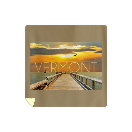 Vermont Fiber Designs Vermont - Pier at Sunset - Lantern Press Photography (88x88 Queen Microfiber Duvet Cover) ()