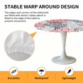 thumbnail image 2 of Elastic Fitted Round Tablecloth, Red Navy Blue Coral Coastal Waterproof Stretch Table Cover for 55"-60" Tables, Summer Beach Seaside Nautical Washable Outdoor Tablecloths for Patio, Picnic, Camping, 2 of 9