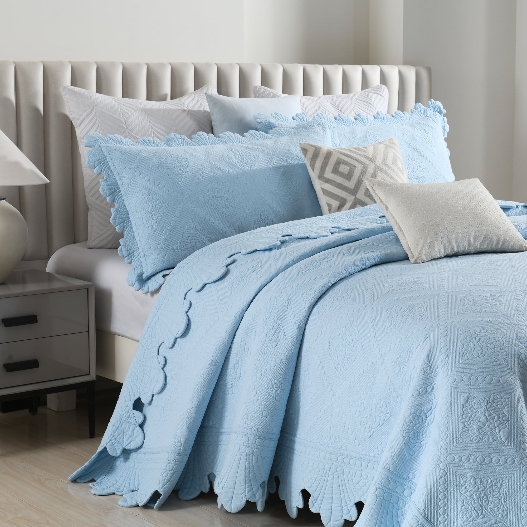 MarCielo 3Pcs 100% Cotton Oversized Quilt Bedspread Coverlet Set TK