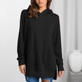 thumbnail image 2 of Sudaderas con capucha para mujer, suave, transpirable, color puro, informal, estilo suelto, sudadera con capucha para mujer, fiesta, viaje, negro, S, 2 of 7