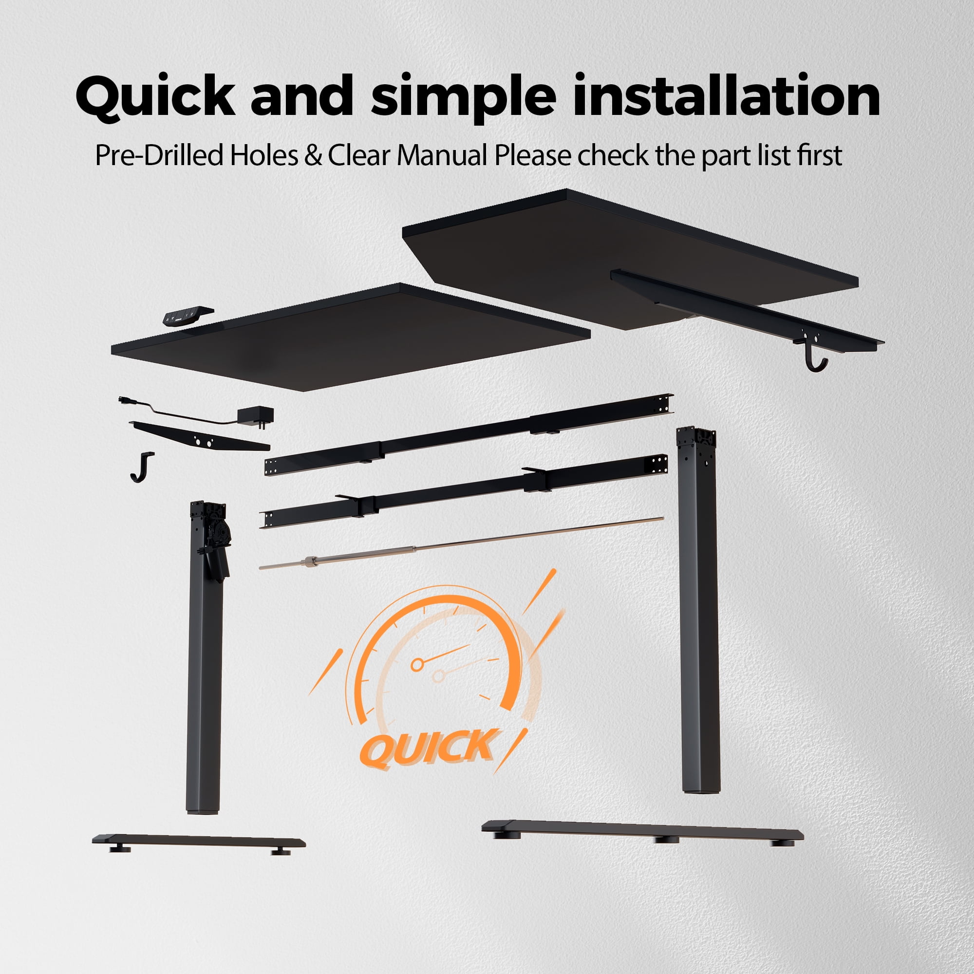 59.1 Inch Electric L-Shaped Height Adjustable Standing Desk, Sit to Stand Corner Desk with Memory Presets and Hooks, Ergonomic Home Office Computer Desk for Workstations, Black