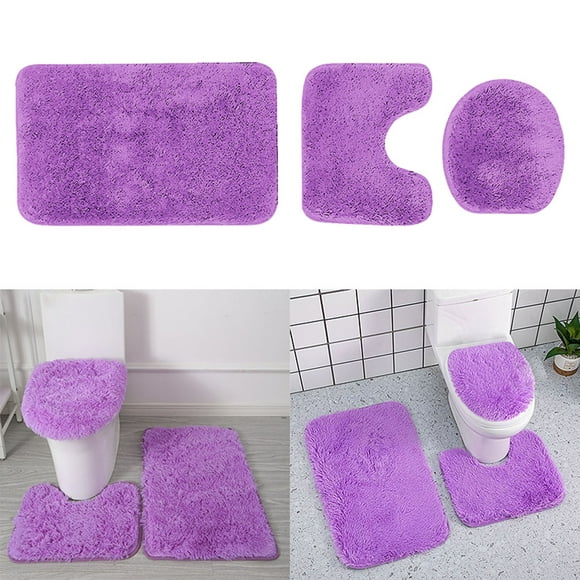 Boreal Craft Bathroom Heated Rug Bathroom Floor Mat Toilet Mat Three Piece Set Water Absorbing Carpet Set Long Hair Floor Mat