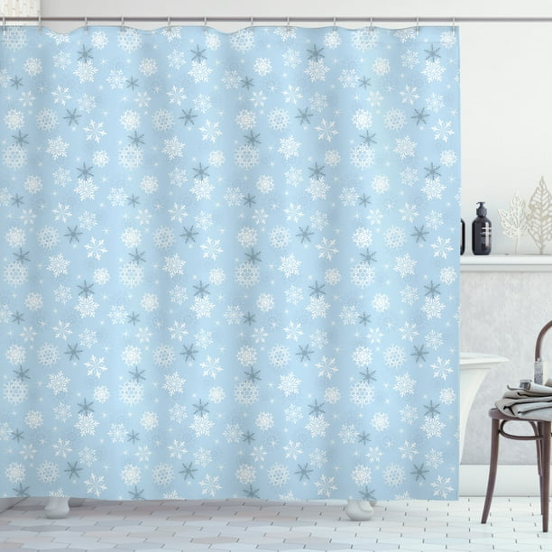 Snowflake Shower Curtain, Snowflakes of Cold Weathers Christmas Holiday