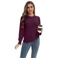 thumbnail image 5 of Women's Fall Puff Long Sleeve Tunic Tops Pleated Crew Neck Shirts Blouses Casual Loose T-Shirts, 5 of 6