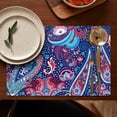 thumbnail image 5 of Blue Pioneer Flower and Paisley Pattern Summer Placemats Table Placemats Set Of 4-Linen Kitchen Washable Placemats Table Mats 11.8"x17.7" Non-Slip Heat Resistant, 5 of 6