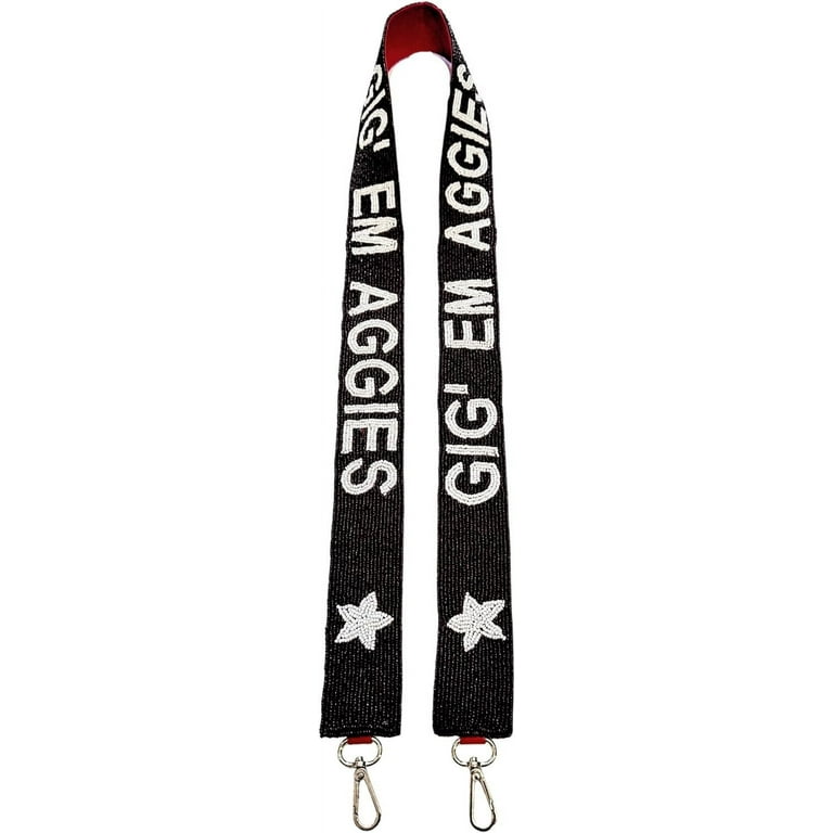 Beaded Purse Strap Texas Maroon Red & White College Game Day Clear