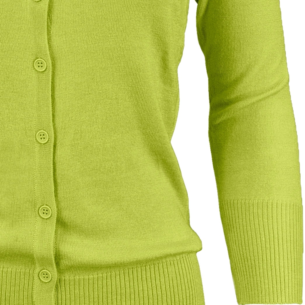 YEMAK Women's Knit Cardigan Sweater – 3/4 Sleeve Crewneck Basic Classic Casual Button Down Soft Lightweight Top