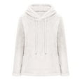 thumbnail image 6 of UAMVSH Fuzzy Fleece Hoodie for Women Plus Size Sherpa Warm Long Sleeve Hooded Pullover Comfy Plush Loungewear Sweatshirts for Winter(X-Large,White), 6 of 7