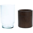 thumbnail image 7 of Northlight Glass Hurricane Pillar Candle Holder with Wooden Base - 15.25", 7 of 7