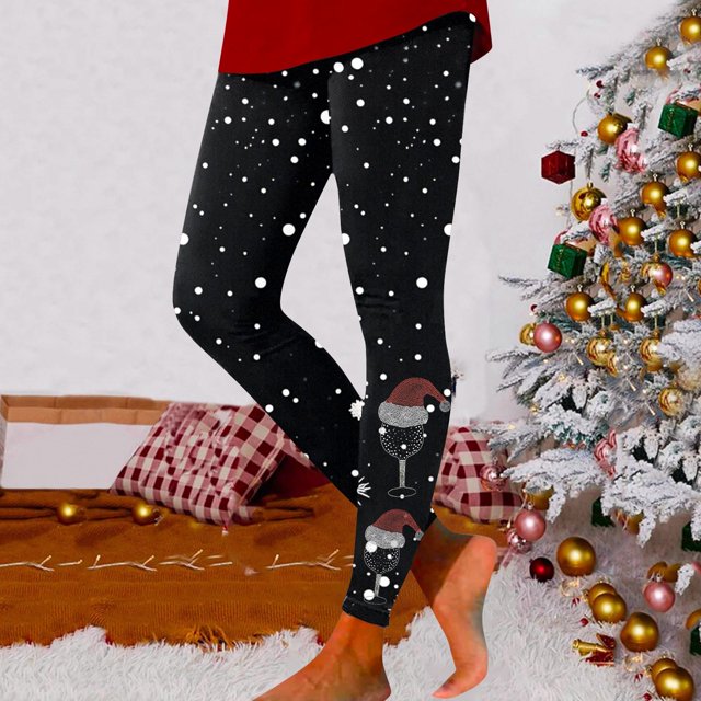 WILLBEST Leggings con Estampado Navideño para Mujer, Pantalones de Yoga de Cintura Alta para Fitness, Entrenamiento, Correr, Mallas Elásticas Cómodas Chica