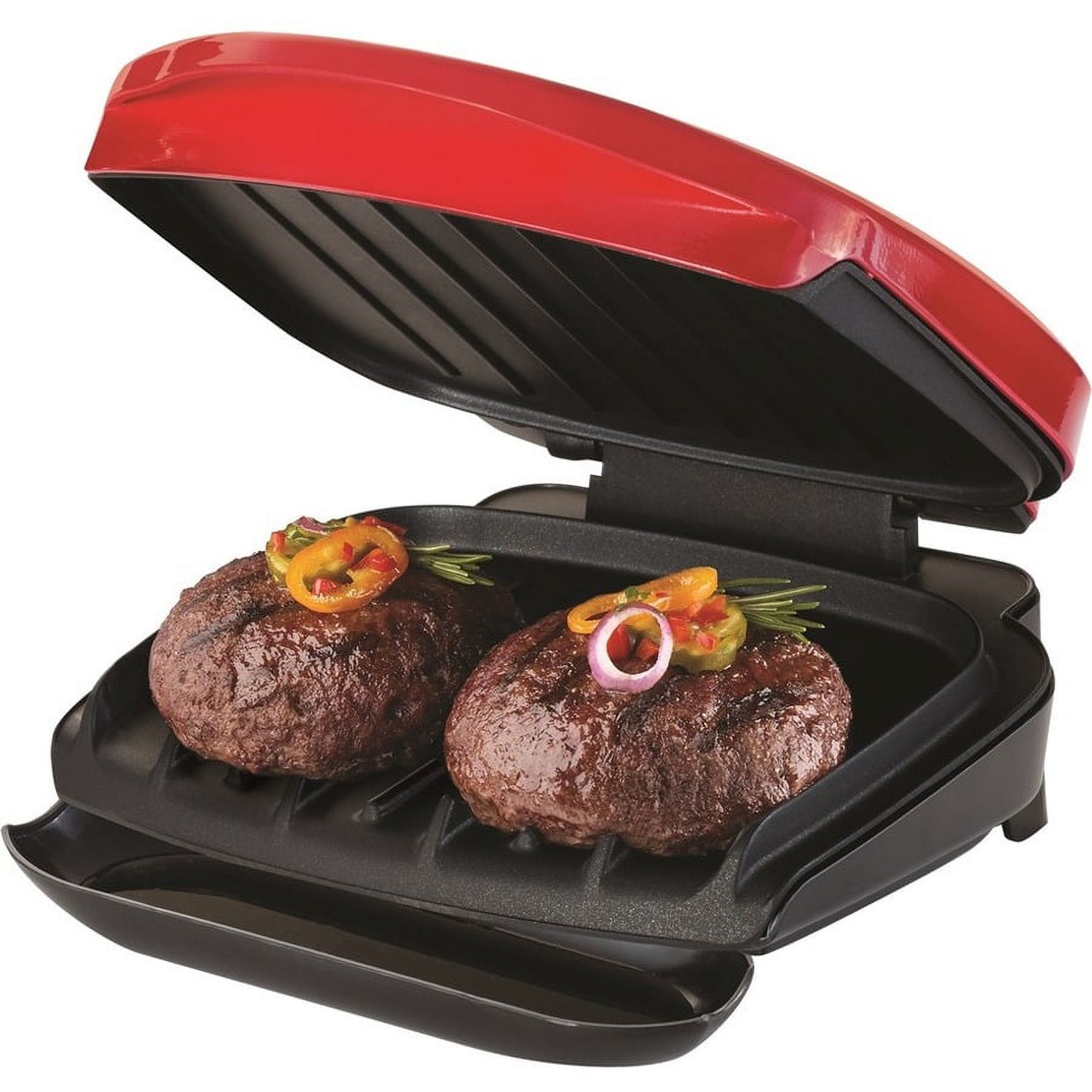 George Foreman 2-Serving Classic Plate Electric Indoor Grill and Panini Press, Red, GR10RM - image 2 of 11
