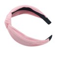 thumbnail image 2 of Ljudmp Women's Textured Cotton Knot Headbands Plain Color Turban Wide Elastic Non Slip Headwrap Hair Hoop Headwear Pink, 2 of 2