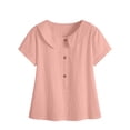 thumbnail image 6 of Maplenight Cotton Blouses for Women Short Sleeve Collard Tops Regular Fit Button Casual Vacation Beach Summer Tops, 6 of 7