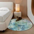 thumbnail image 2 of Round Area Rugs Collection 3 Ft, Blue Sage Green Boho Non-Slip Residential Carpet, Vintage Ethnic Tribe Abstract Art Indoor Crawling Mats Doormat Runner Rugs Play Mat for Bedroom, 2 of 8