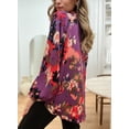 thumbnail image 2 of HOTAPEI Womens Shirts Casual Boho Abstract Print Lantern Long Sleeve Shirts Satin V Neck Blouses Tops, 2 of 6