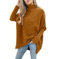 thumbnail image 1 of FOCUSNORM Women Solid/Contrast Color Sweater Bat Sleeve Irregular Hem Pullover, 1 of 2