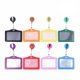 thumbnail image 1 of 8pcs Transverse Style PU Leather ID Badge Holder Pass Pouch Case with Retractable Pull Clip for School Office Company, 1 of 5