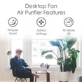 thumbnail image 4 of Crane 2-in-1 Air Circulating Desk Fan with Integrated Air Filter – Quiet Tabletop Fan for Bedroom, Office, or Dorm, 4 of 8