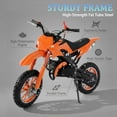 thumbnail image 2 of FONA 49cc 2-Stroke Dirt Bike for Kids 8-12, 25mph Mini Motorcycle with Dual Disc Brakes, Multi Terrain Tires, Suspension & Soft Seat Orange, 2 of 7