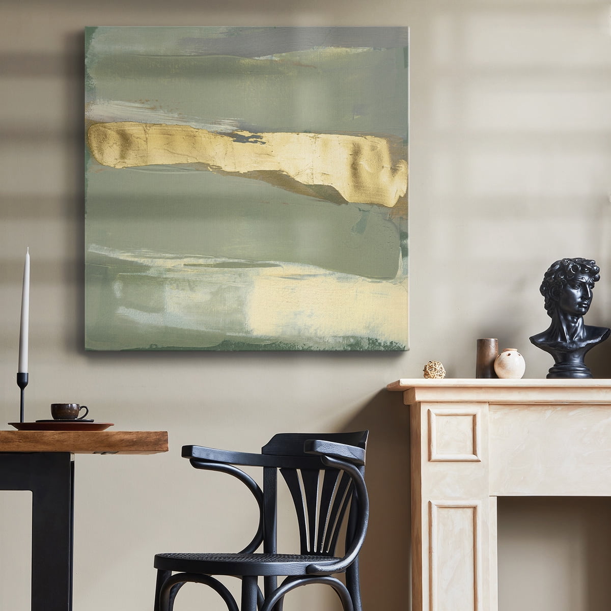 Wexford Home Sage & Gold Swipe VI-Premium Gallery Wrapped Canvas, 10" x 10" - Ready to Hang