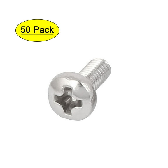 50 Pcs M2.5x6mm 316 Stainless Steel  Pan Head Machine Screws Silver Tone