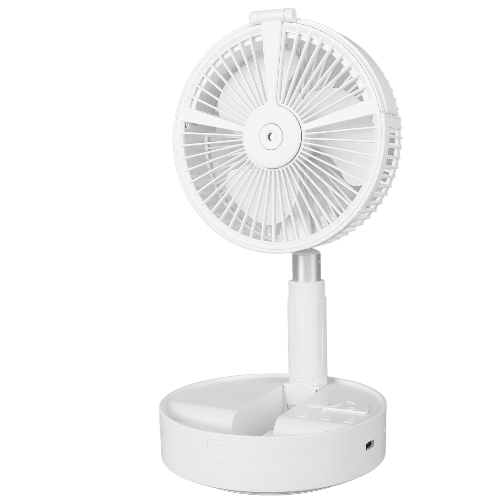 White Desktop Remote Control Folding Electric Fan with LED Light USB ...