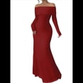 thumbnail image 2 of Vestido Ajustado de Larga con Hombros Descubiertos para Mujer, Elegante Vestido para Cóctel o Fiesta Vino Tinto XXL, 2 of 9