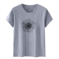 thumbnail image 5 of ALLLIST Womens Tops Clearance Short Sleeve Gray Crew Neck Floral Casual T-Shirts Printed Womens Tees, 5 of 5
