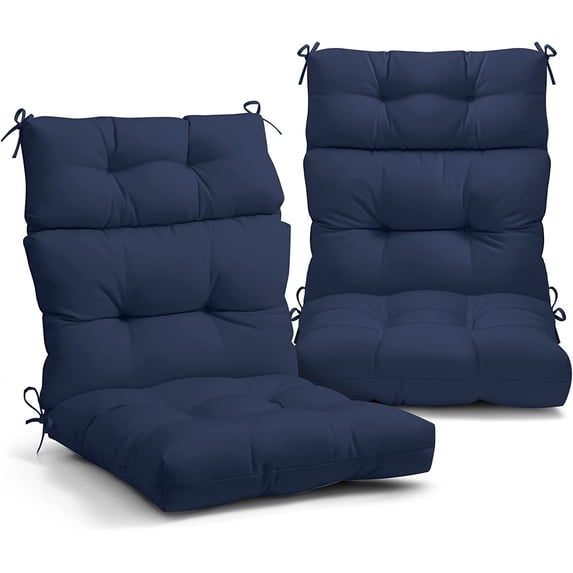 ZXNYH Tufted Outdoor/Indoor High Back Patio Chair Cushion, Set of 2, 44'' x 22'', Blue