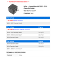 thumbnail image 2 of Relay - Compatible with 2005 - 2010 Chevy Cobalt 2006 2007 2008 2009, 2 of 2