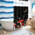 thumbnail image 5 of No Hook Shower Curtain, Mushrooms Black Shower Curtains for Bathroom with See Through Top Window, Botanical Leaf Butterflies Country Moon Waterproof & Washable Bath Curtain Narrow 54"x78", 5 of 9