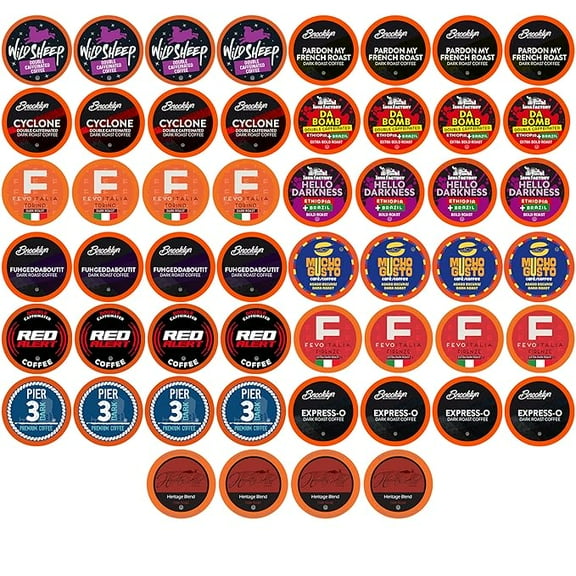 Coffee Pod Variety Packs Sampler, Compatible with K Cup Brewers Including 2.0, Assorted Variety Pack (Dark Roast Variety, 52 Count (Pack of 1)