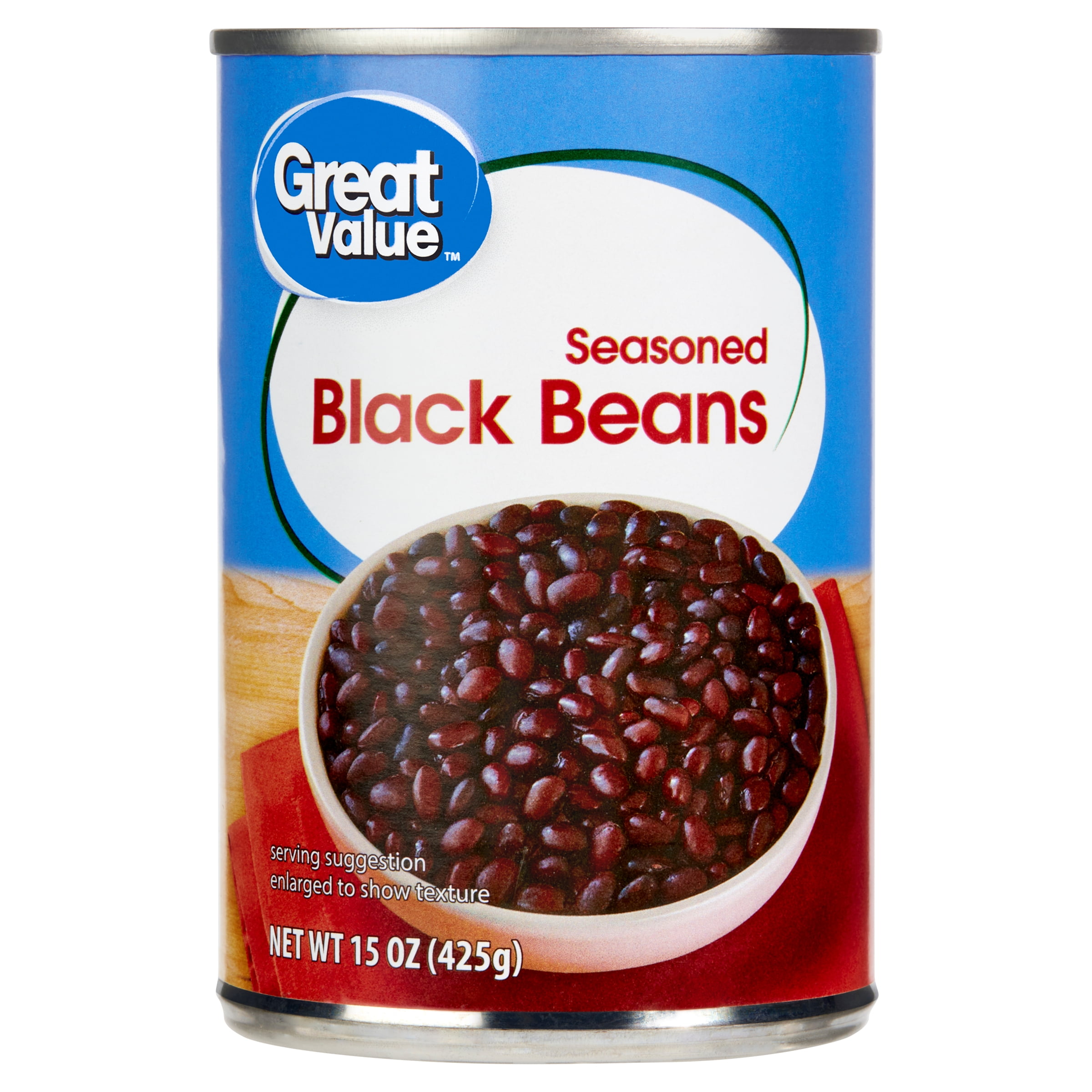 (12 pack) Great Value Seasoned Black Beans, 15 oz Can