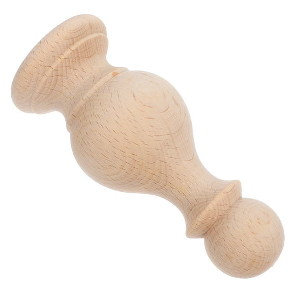 Masteelf Khaki Wood Finials for Home Decor Elegant Solid Wood Construction with Intricate Carving