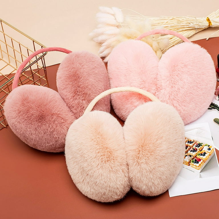 Womens Sheepskin Suede Luxury Ear Warmers Earmuffs Easy Folding Storage  Winter Walks Brown Pink Cold Weather Warmer 