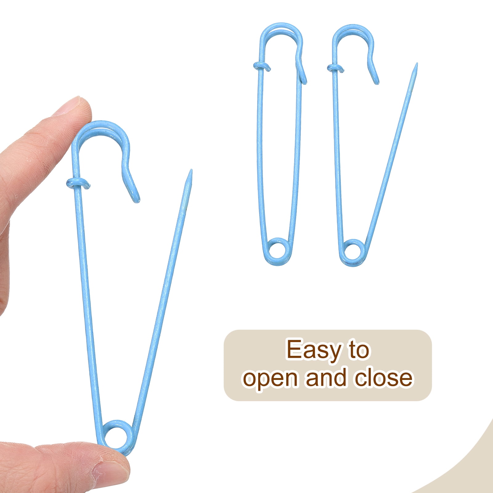 Uxcell 30pcs Safety Pins 100mm Baked Paint Large Safety Pin for Clothes, Sky Blue