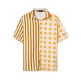thumbnail image 5 of MODA NOVA Big & Tall Men's Striped Printed Plaid Shirt Short Sleeve Yellow White LT, 5 of 5