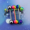 thumbnail image 6 of OUFER 5PCS 14G Stainless Steel Tongue Rings Barbell Rainbow Colorful Tongue Bar Piercing, 6 of 6