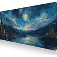 thumbnail image 2 of Blue Starry Sky Extended Gaming Mouse Pad - Large Non-Slip Desk Pad, 48x24 Inch, Keyboard and Mouse Desk Mat with Stitched Edges, Ideal for Game, Office & Home, 2 of 6